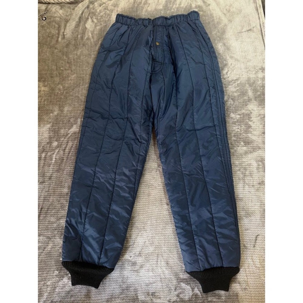 RefrigiWear Quilted Insulated Pull On Pants Blue Thermal Workwear Cuffed L 30X30